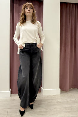 Vicolo-Jeans DENISE barrel fit taglio vivo - nero DF5135