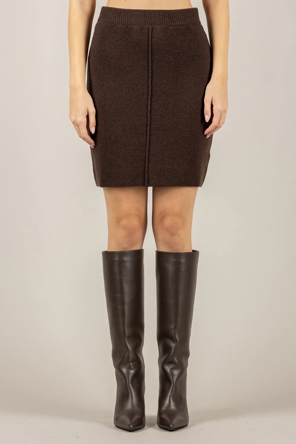 VICOLO - 77319F - GONNA IN MAGLIA MOKA