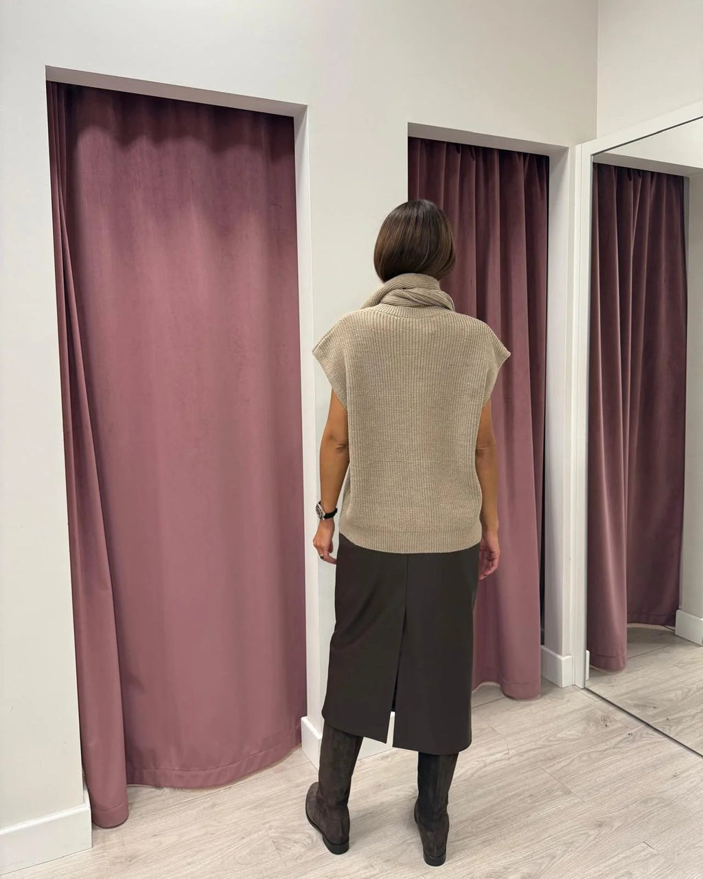 Haveone-Gilet scollo v misto alpaca coste inglesi - antracite LFP-P050