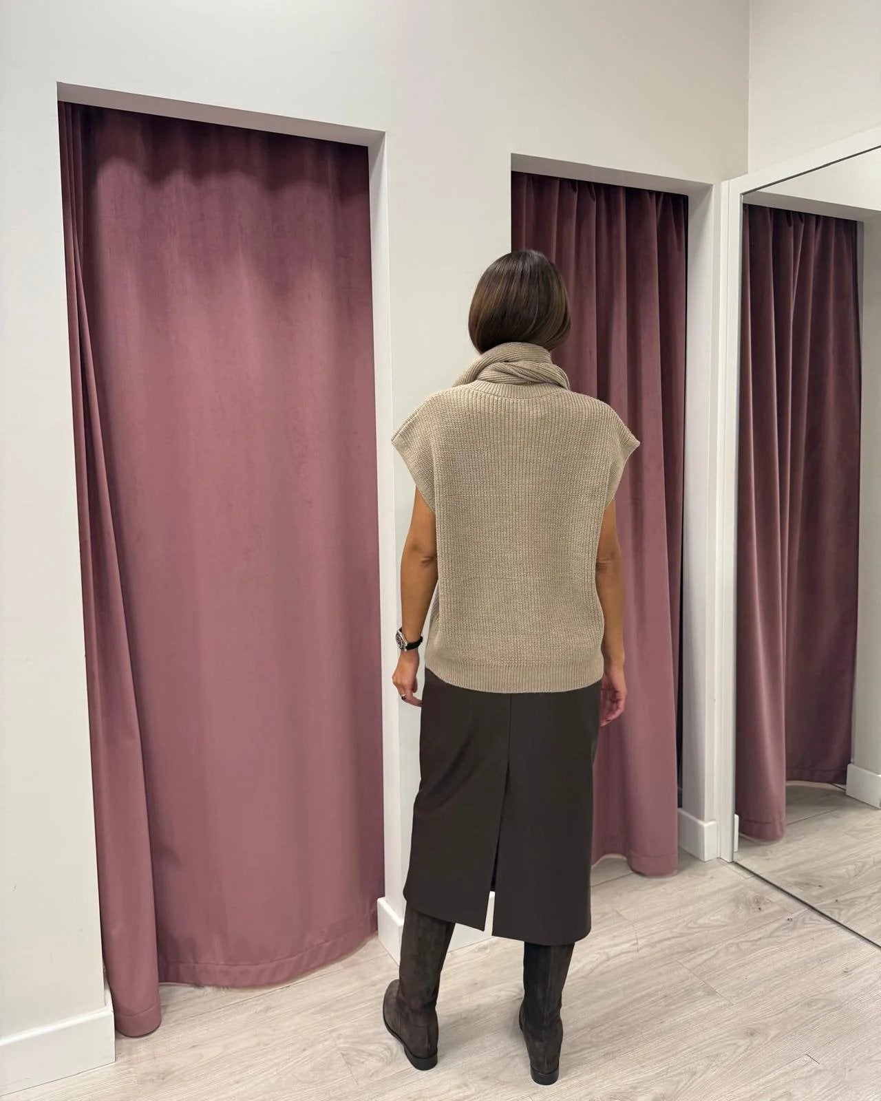 Haveone-Gilet scollo v misto alpaca coste inglesi - antracite LFP-P050