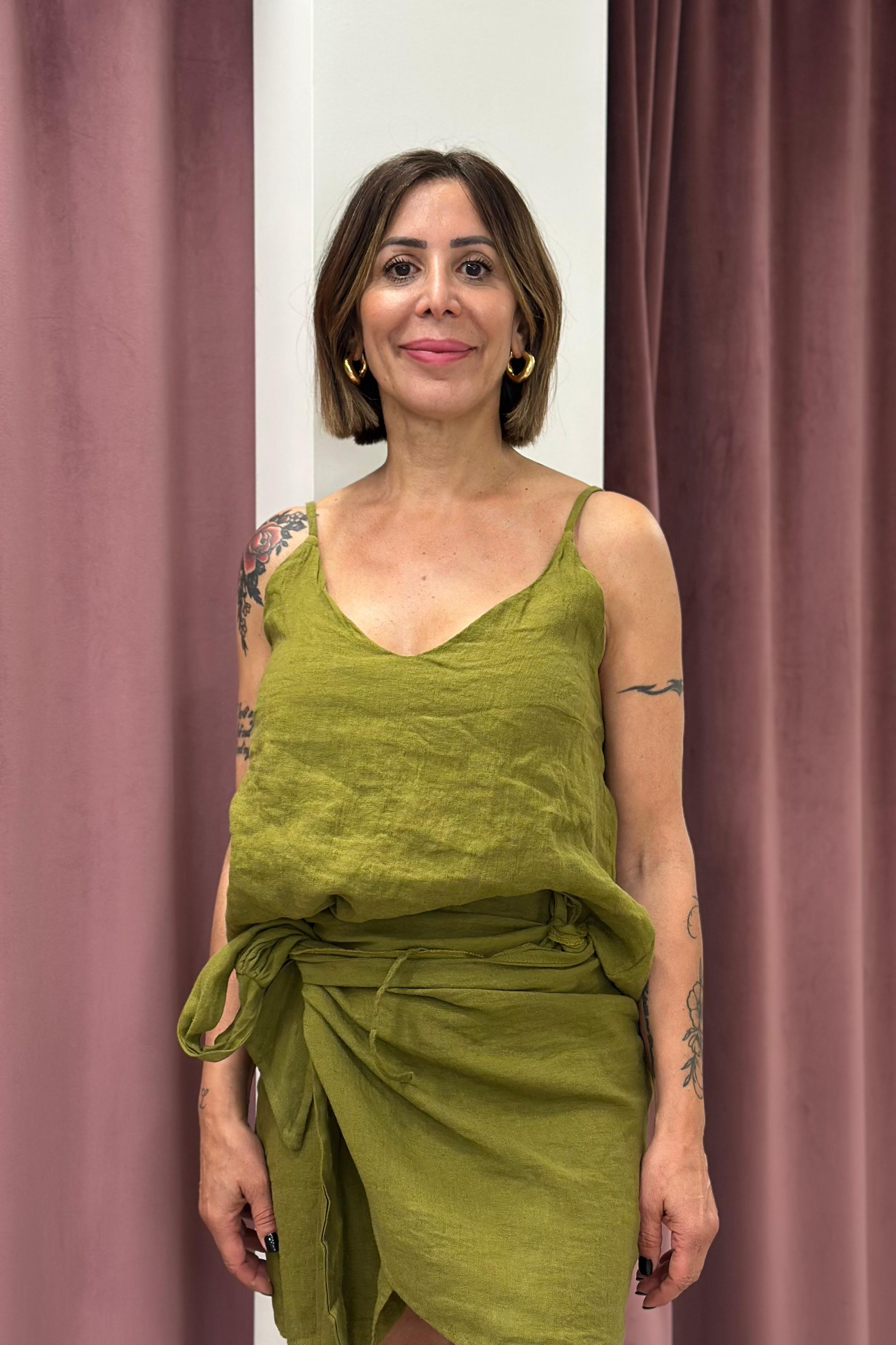 Have One - Top bretella misto lino Art. RMA-Q319 VERDE