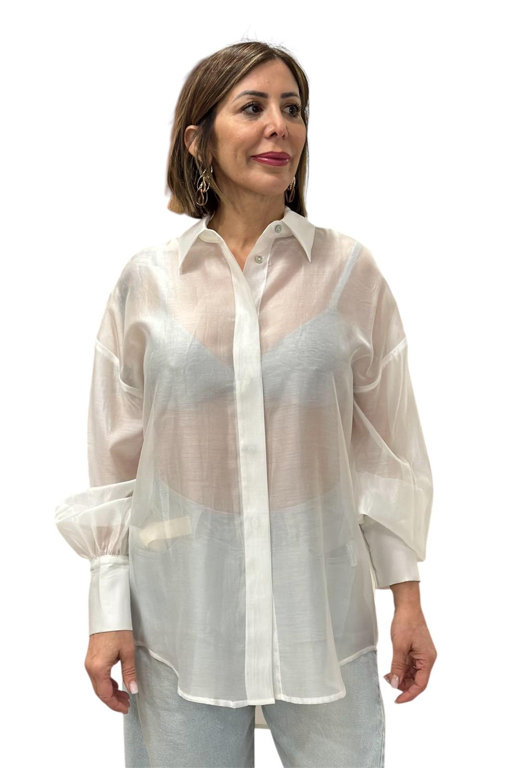 CAMICIA TRASPARENTE  BIANCA T1171PE