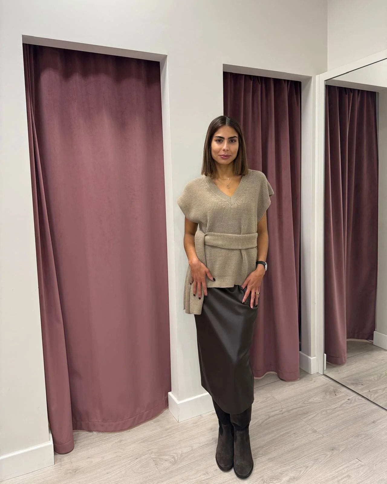 Haveone-Gilet scollo v misto alpaca coste inglesi - antracite LFP-P050