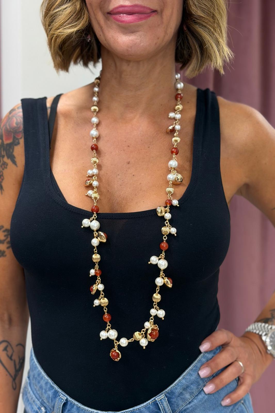 COLLANA LUNGA CON PERLE ORO