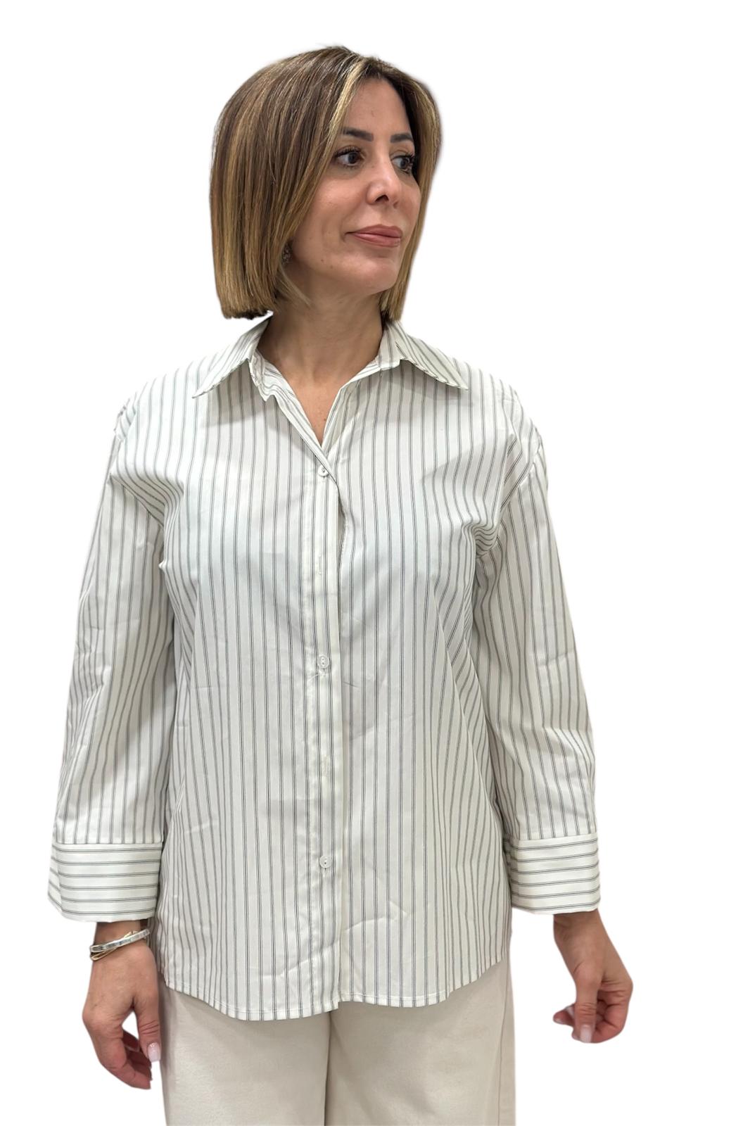CAMICIA BIANCA RIGA NERA