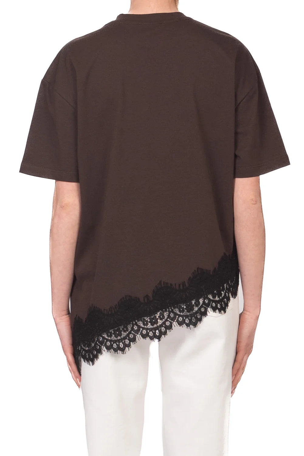 Vicolo - T-shirt asimmetrica con pizzo Art. RAB0598 MORO