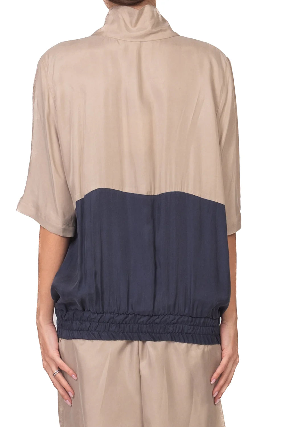 Tensione In - Felpa bicolore in cupro Art. 26M4721 BEIGE/BLU