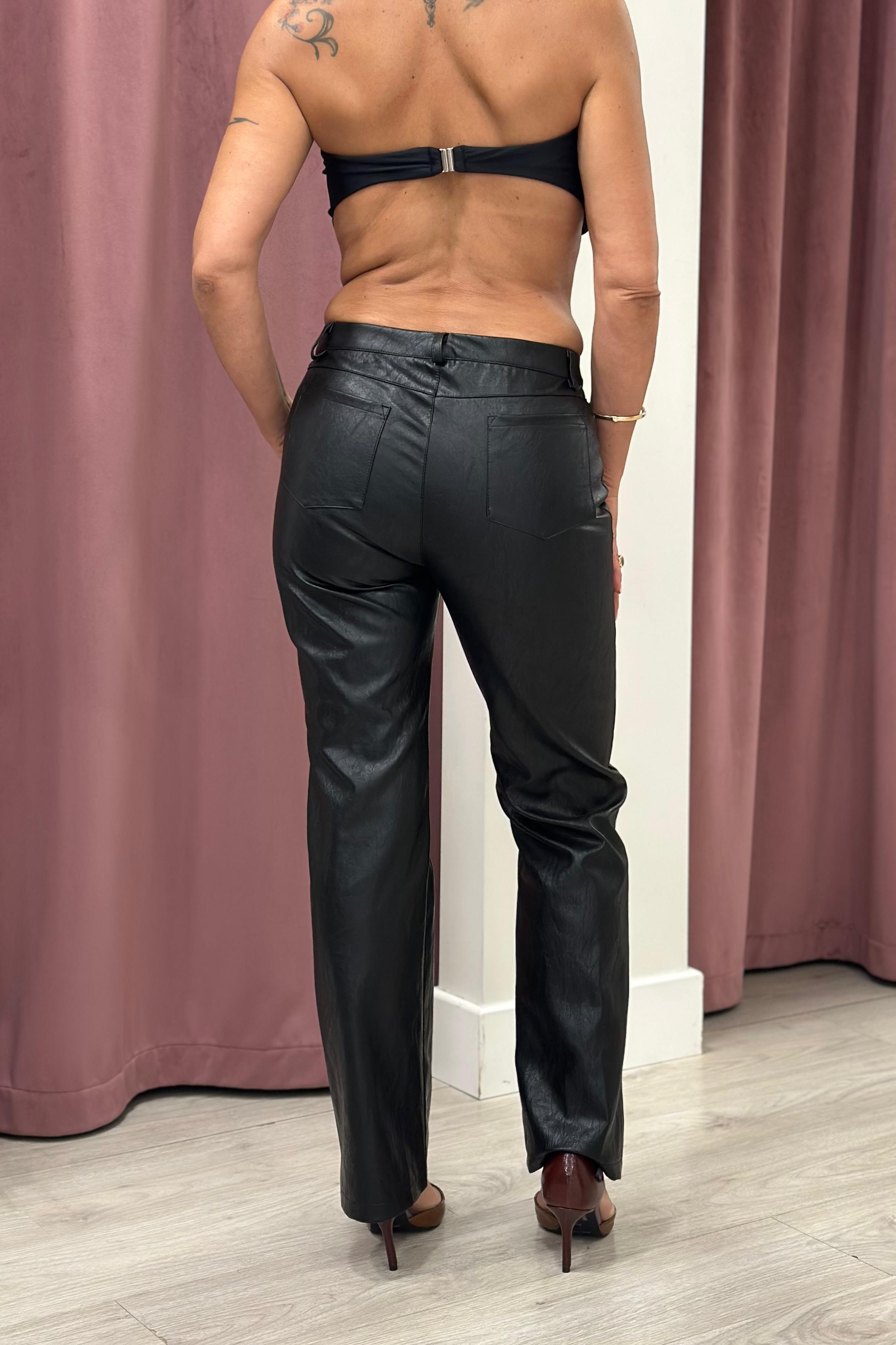 PANTALONE ECOPELLE NERO PNO-R105 HAVEONE
