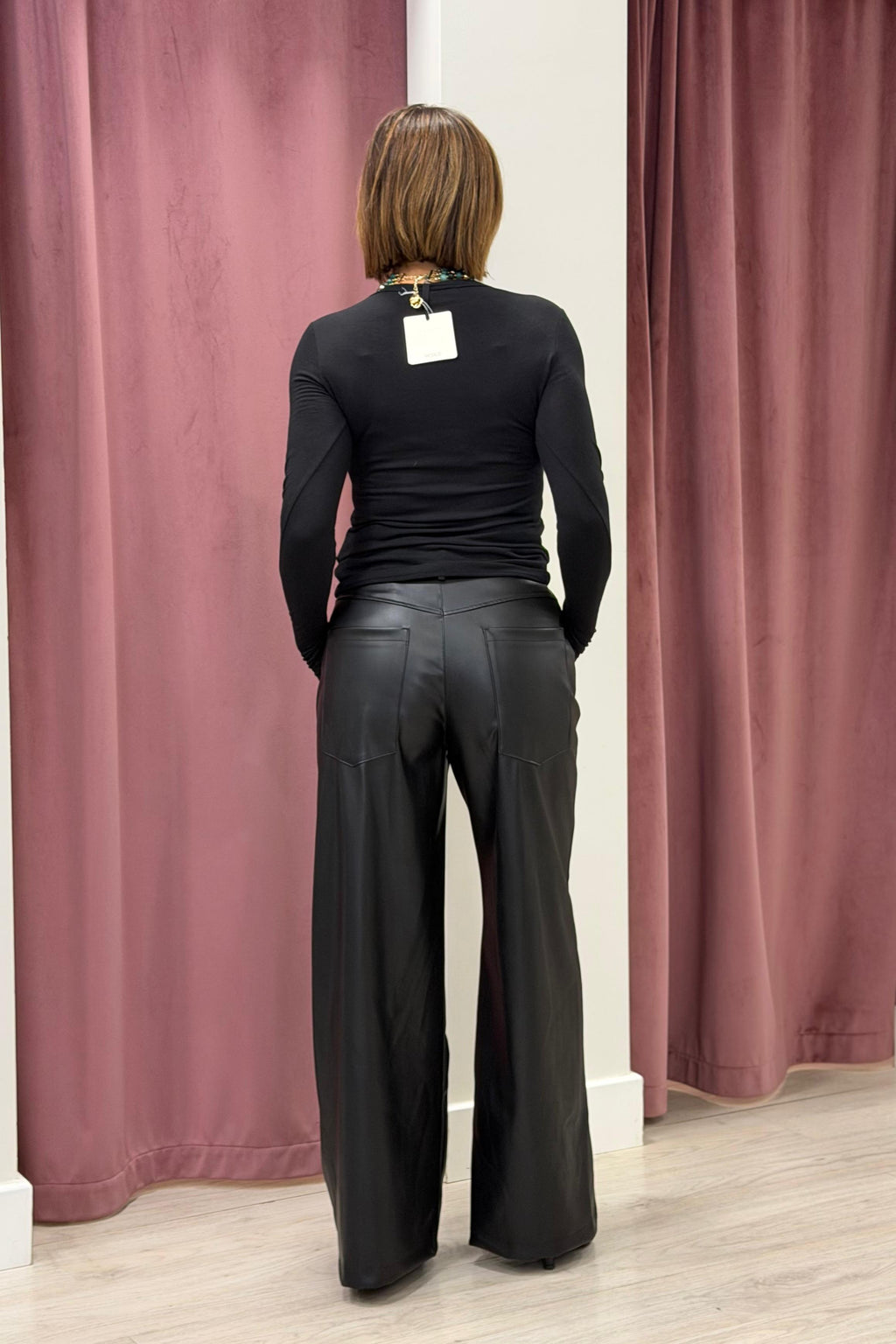 Pantalone palazzo ecopelle VICOLO NERO