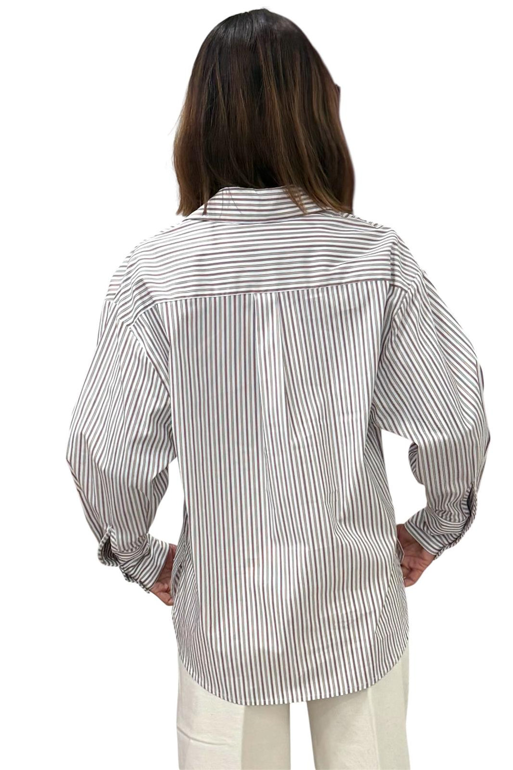 Haveone-Camicia righe con ricami - bordeaux/tabacco/biancoCGE-Q034