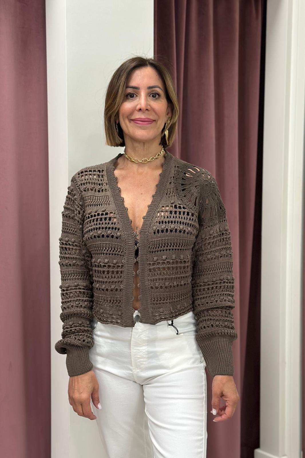 Tensione In Cardigan D90172 MORO/VERDE