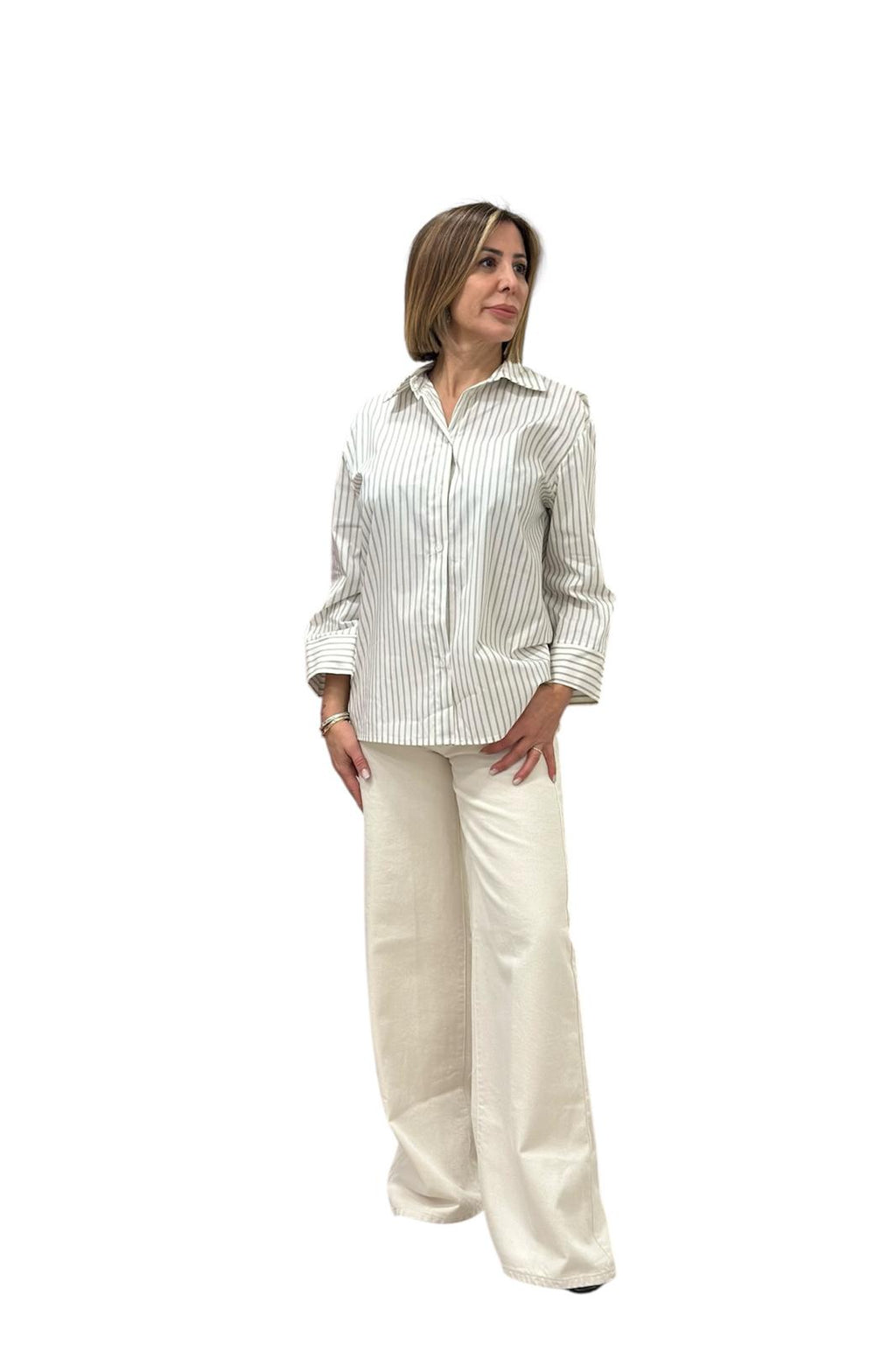 CAMICIA BIANCA RIGA NERA