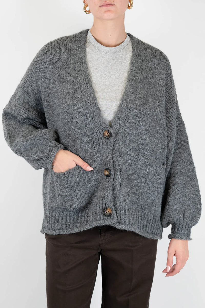 Haveone - Cardigan over in misto lana con chiusura a tre bottoni GRIGIO JIT-M019