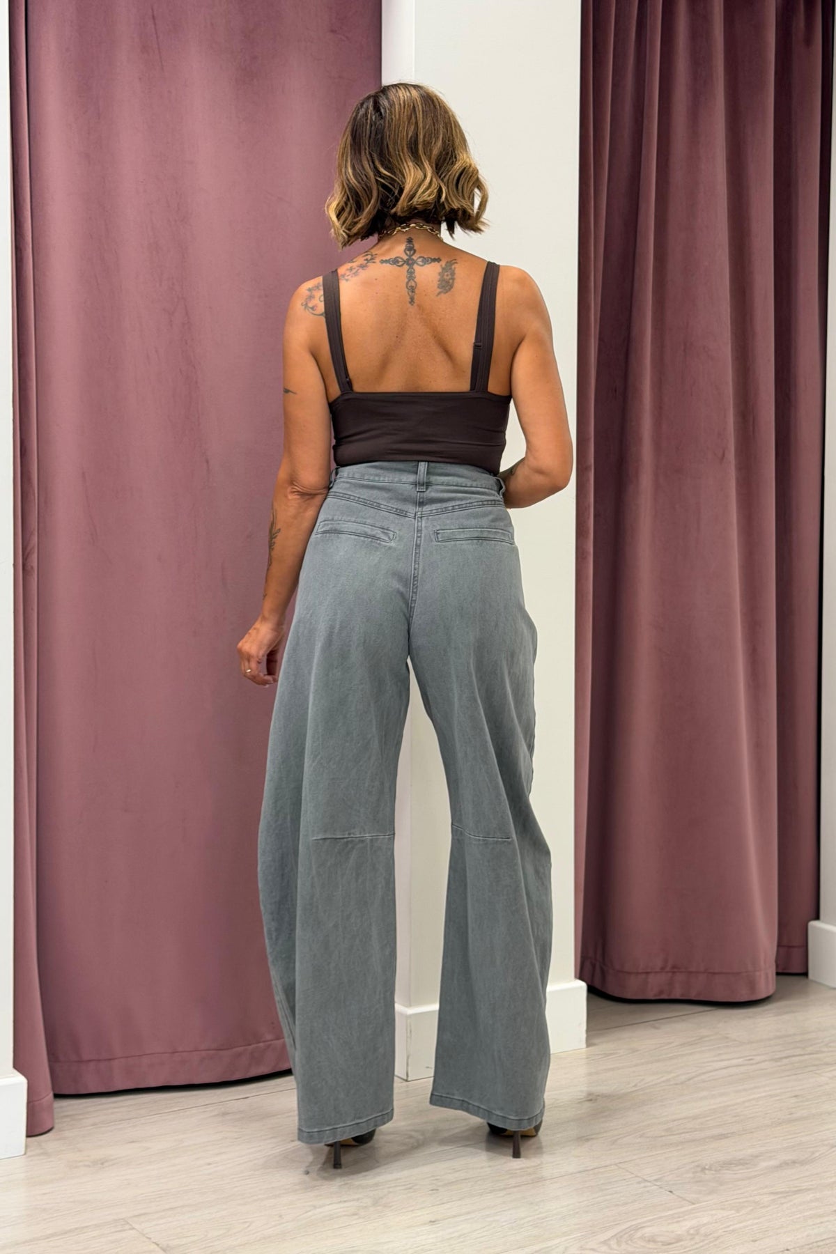 JEANS BARREL GRIGIO 5 TASCHE