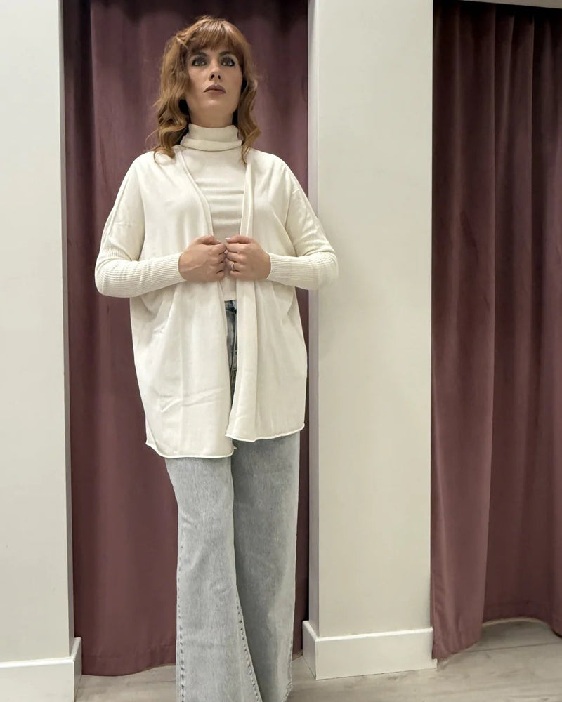 Cardigan Aperto Lungo con Manica Stretta 44002F