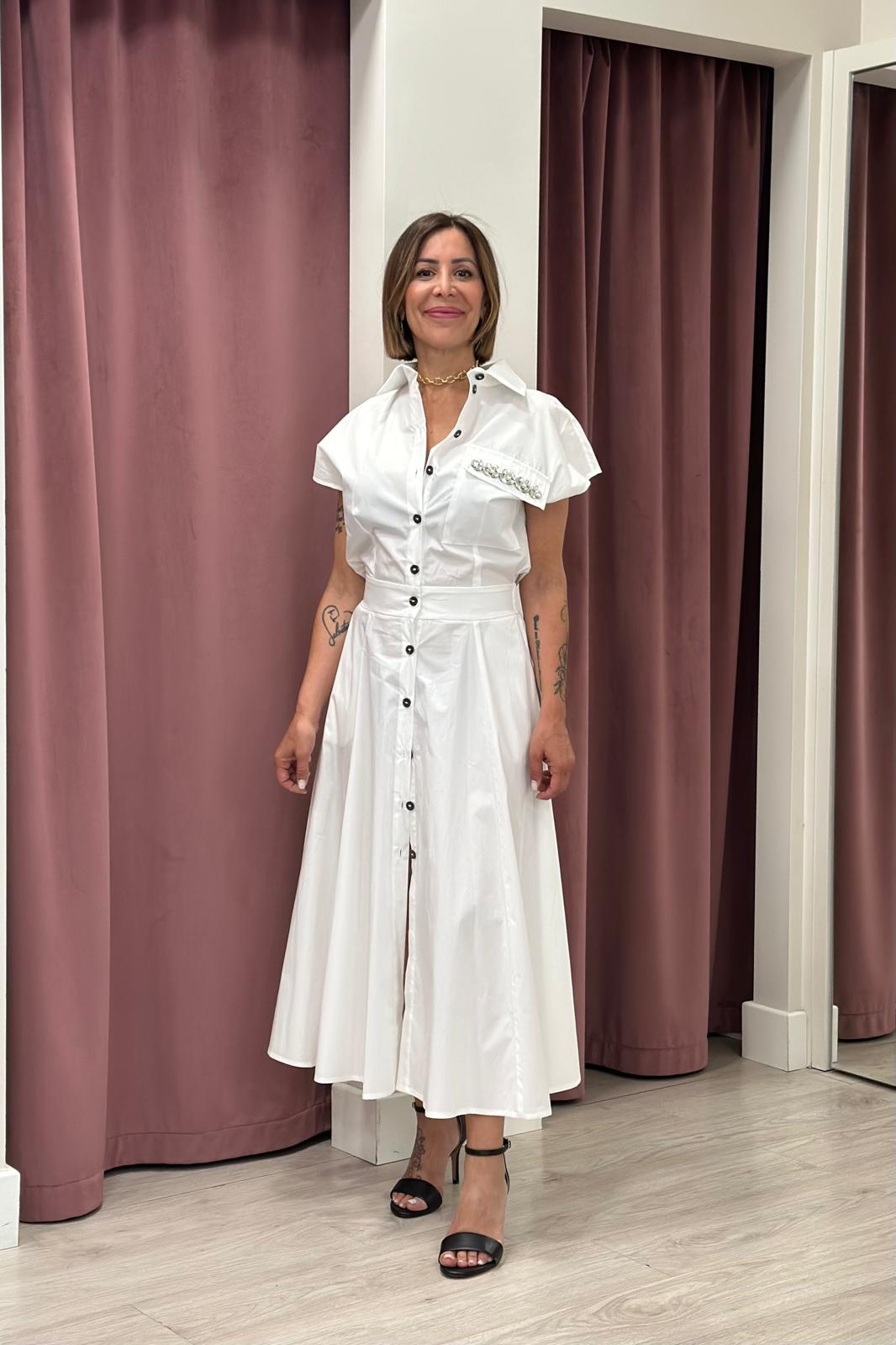 Tensione In - Abito taschino gioiello Art. 26V5386  BIANCO