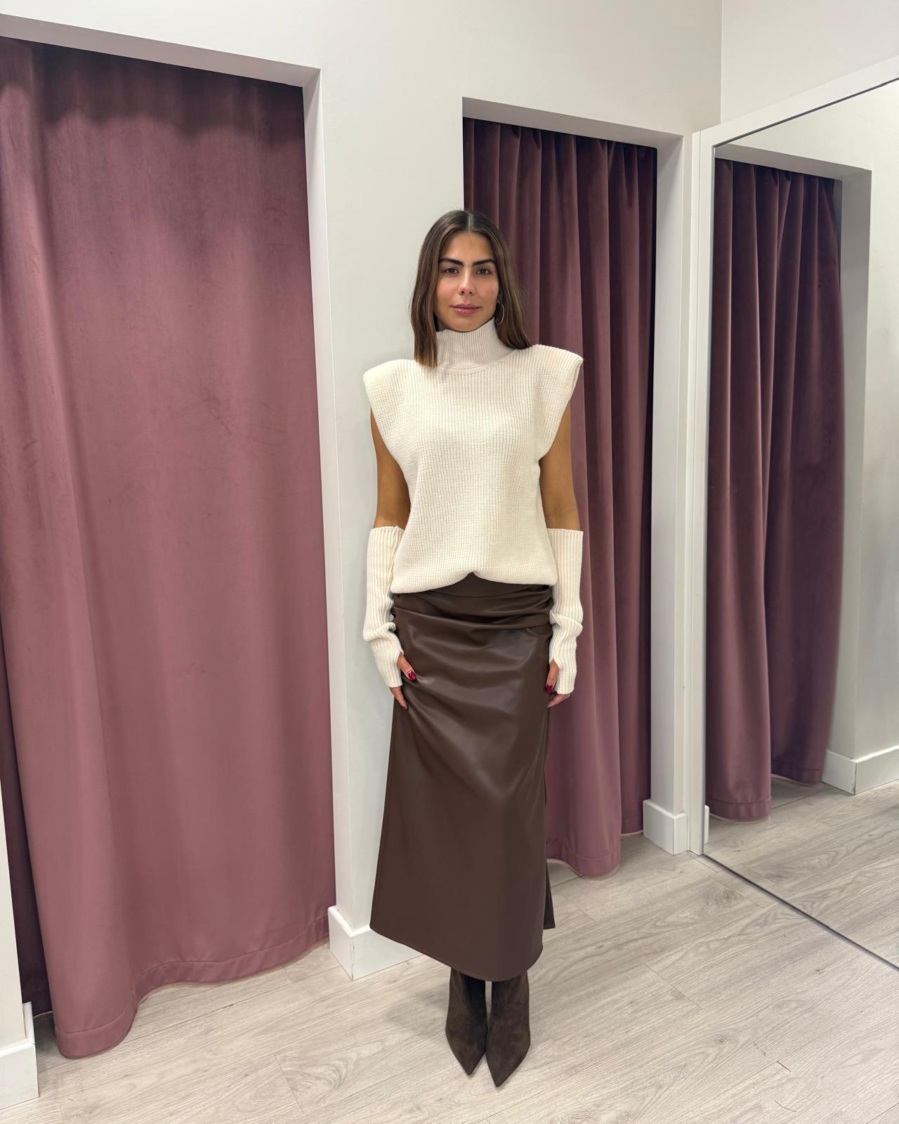 Vicolo-Maglia smanicata misto alpaca con manicotti 77332F