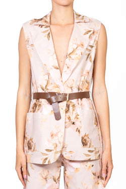 Vicolo - Gilet floreale con cinta Art. TD2215 Colore — Rosa