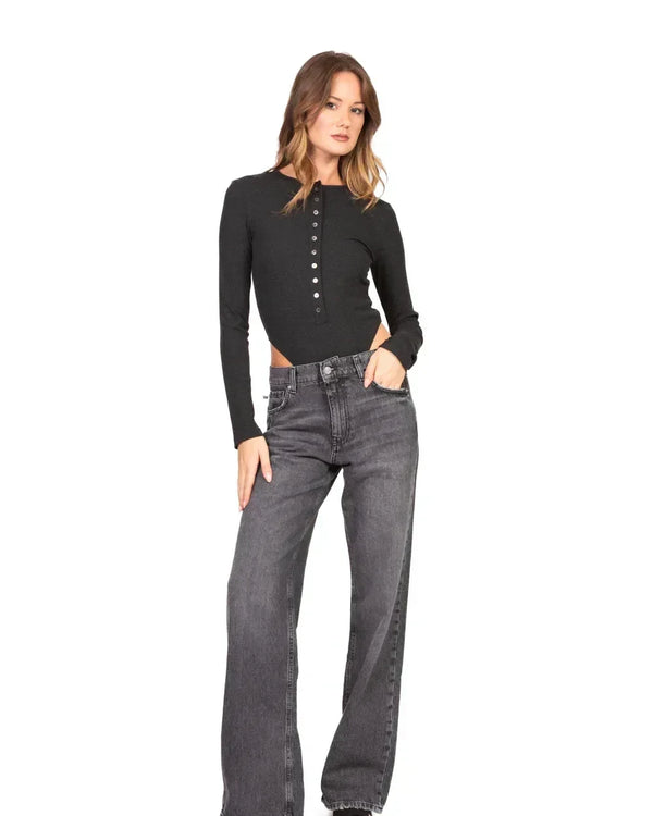 Vicolo - Body a costine con bottoncini Art. UF0093