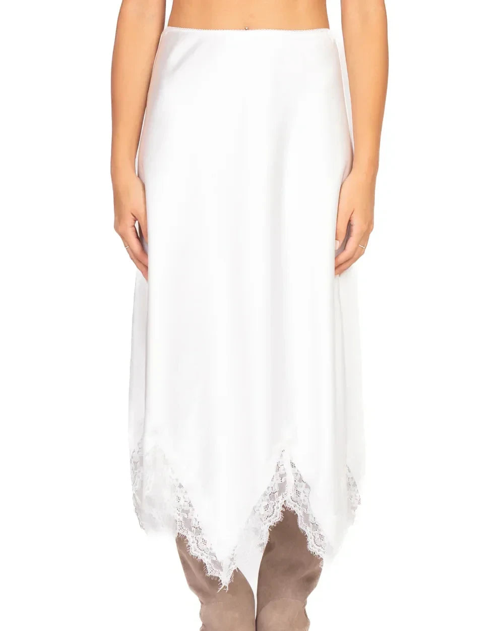 Tensione In - Gonna satin intarsi pizzo Art. 37656  BIANCA