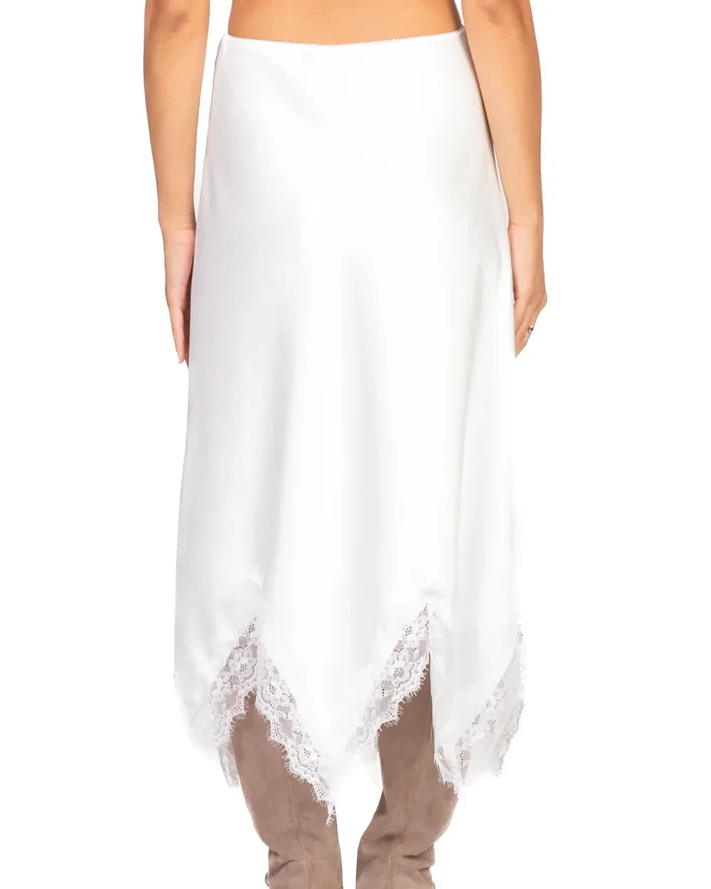 Tensione In - Gonna satin intarsi pizzo Art. 37656  BIANCA