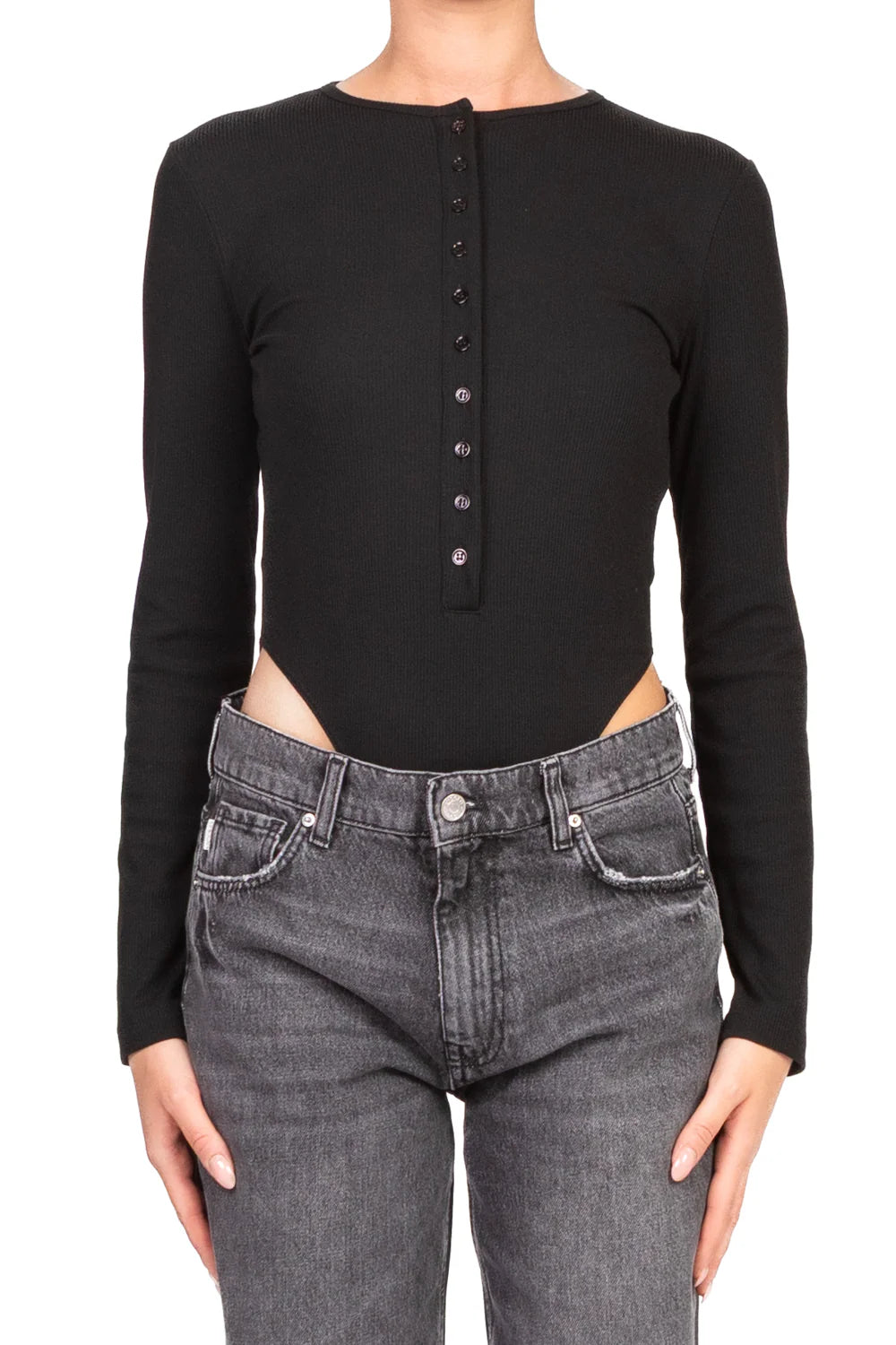 Vicolo - Body a costine con bottoncini Art. UF0093