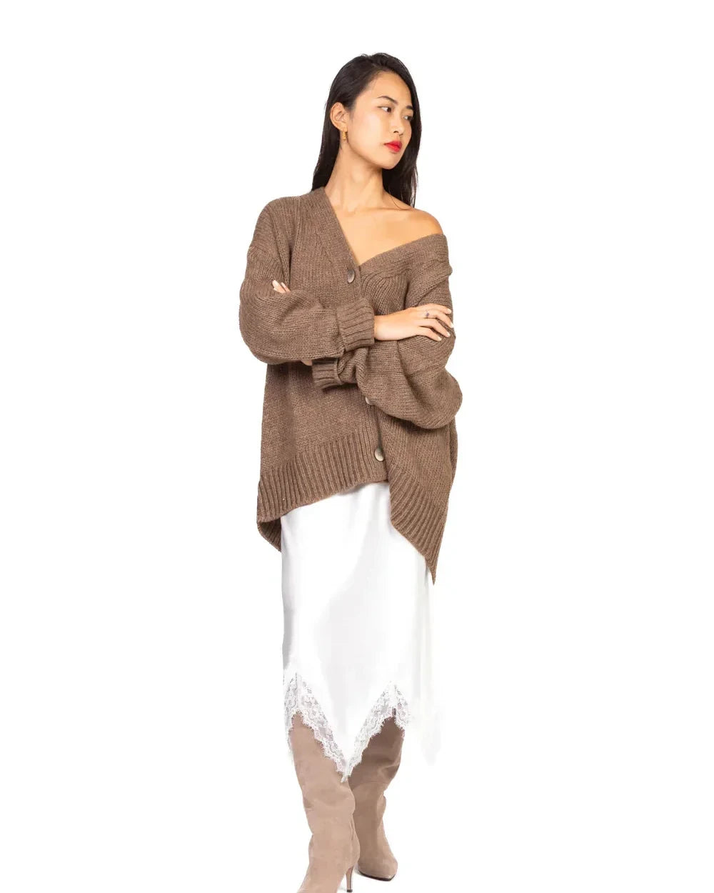 Tensione In - Gonna satin intarsi pizzo Art. 37656  BIANCA