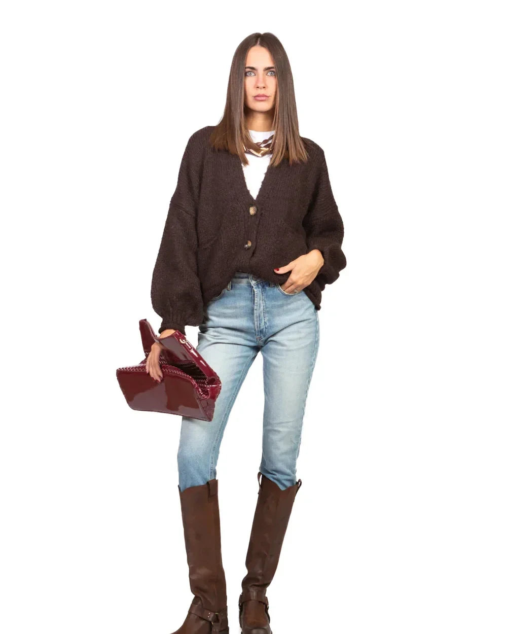 Have One - Cardigan over manica palloncino Art. JIT-P020 MORO