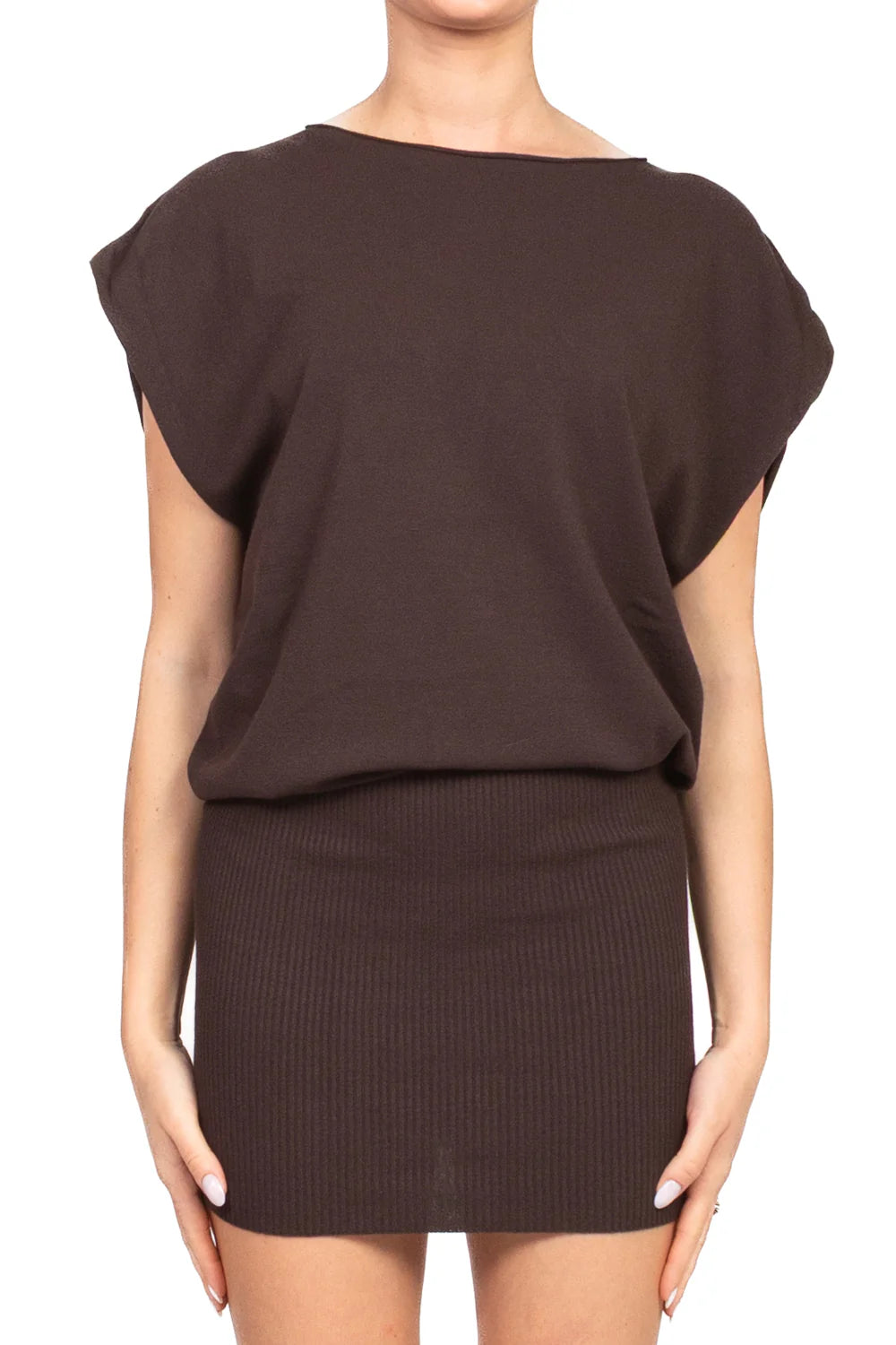 Vicolo - Abito in maglia smanicato Art. 22182F MORO