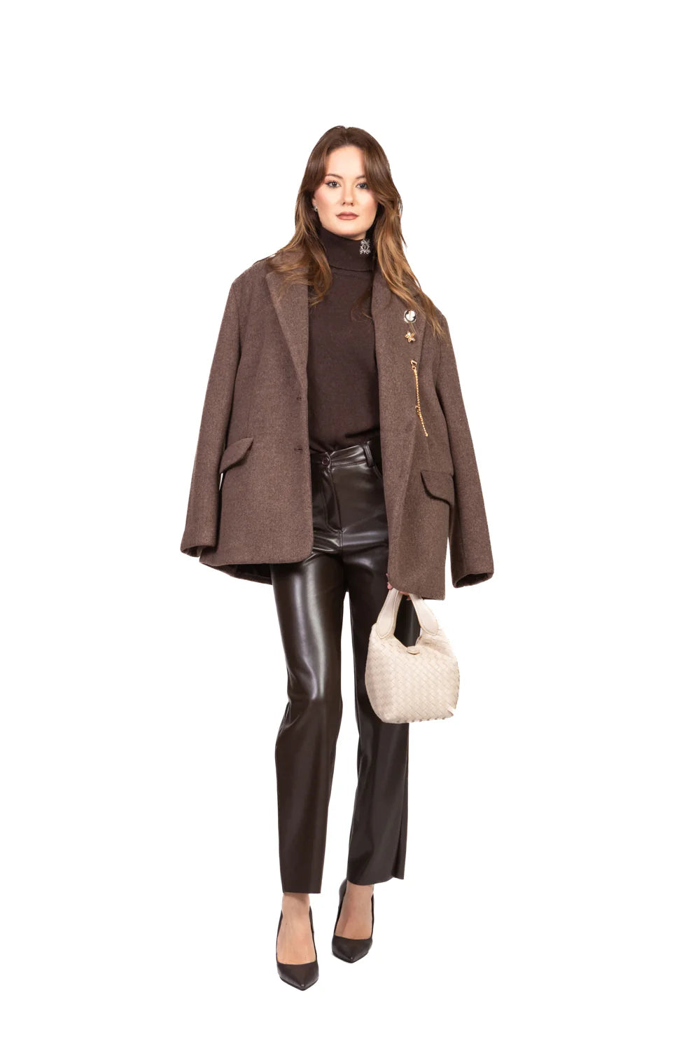 Vicolo - Maglia collo alto con logo Art. 22210F MOKA