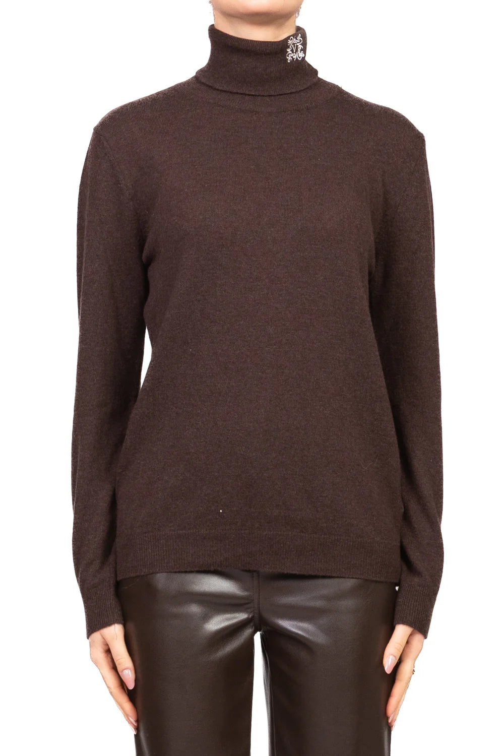 Vicolo - Maglia collo alto con logo Art. 22210F MOKA