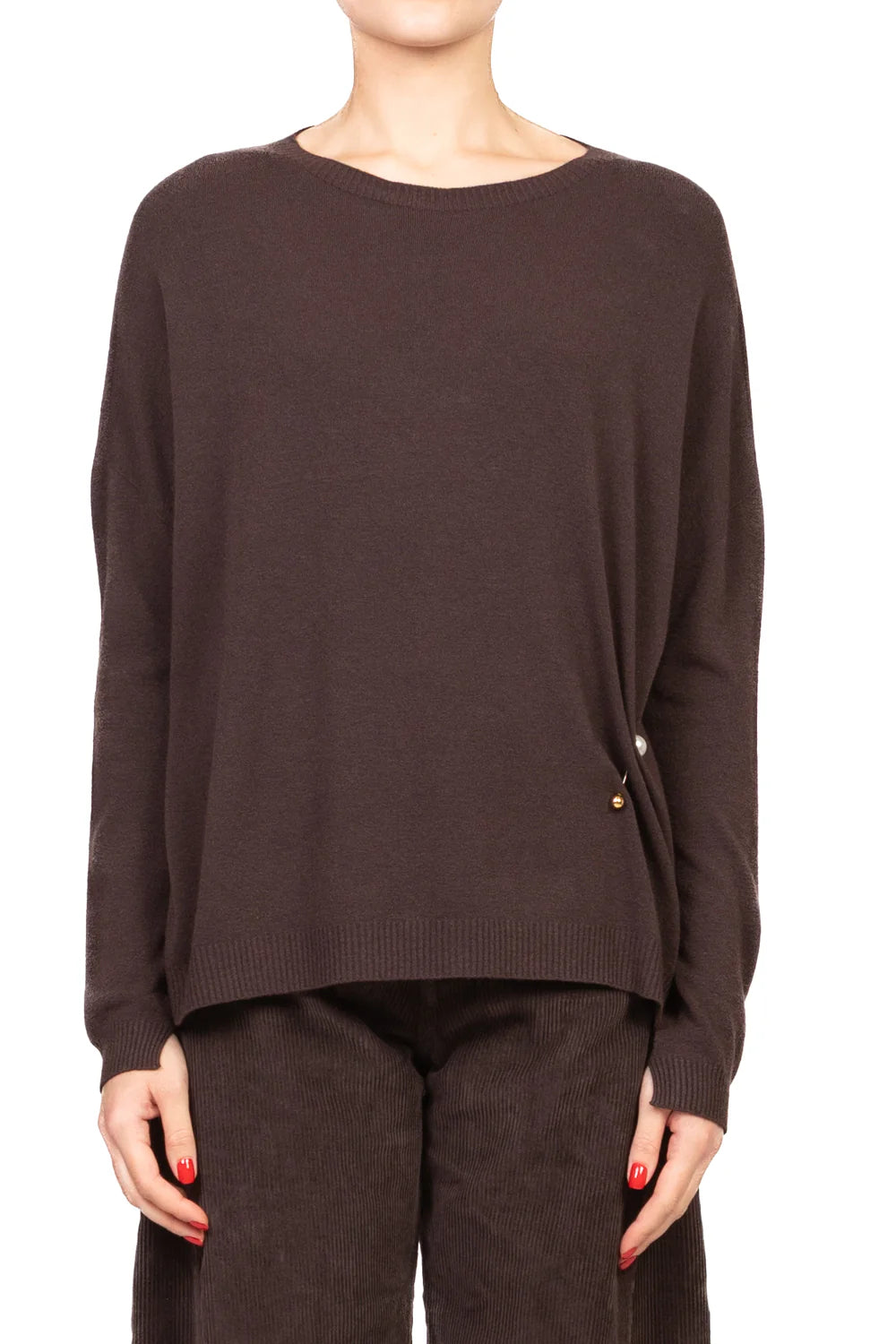 Vicolo - Maglia scollo a barca con spilla perla Art. 22228F