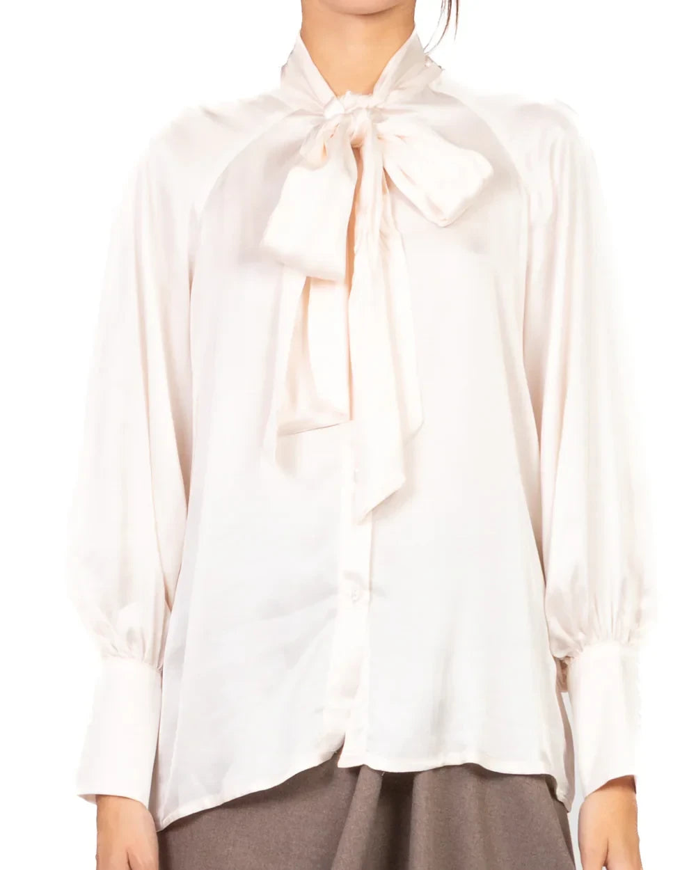 Camicia satin con fiocco Art. 26C1653 BURRO