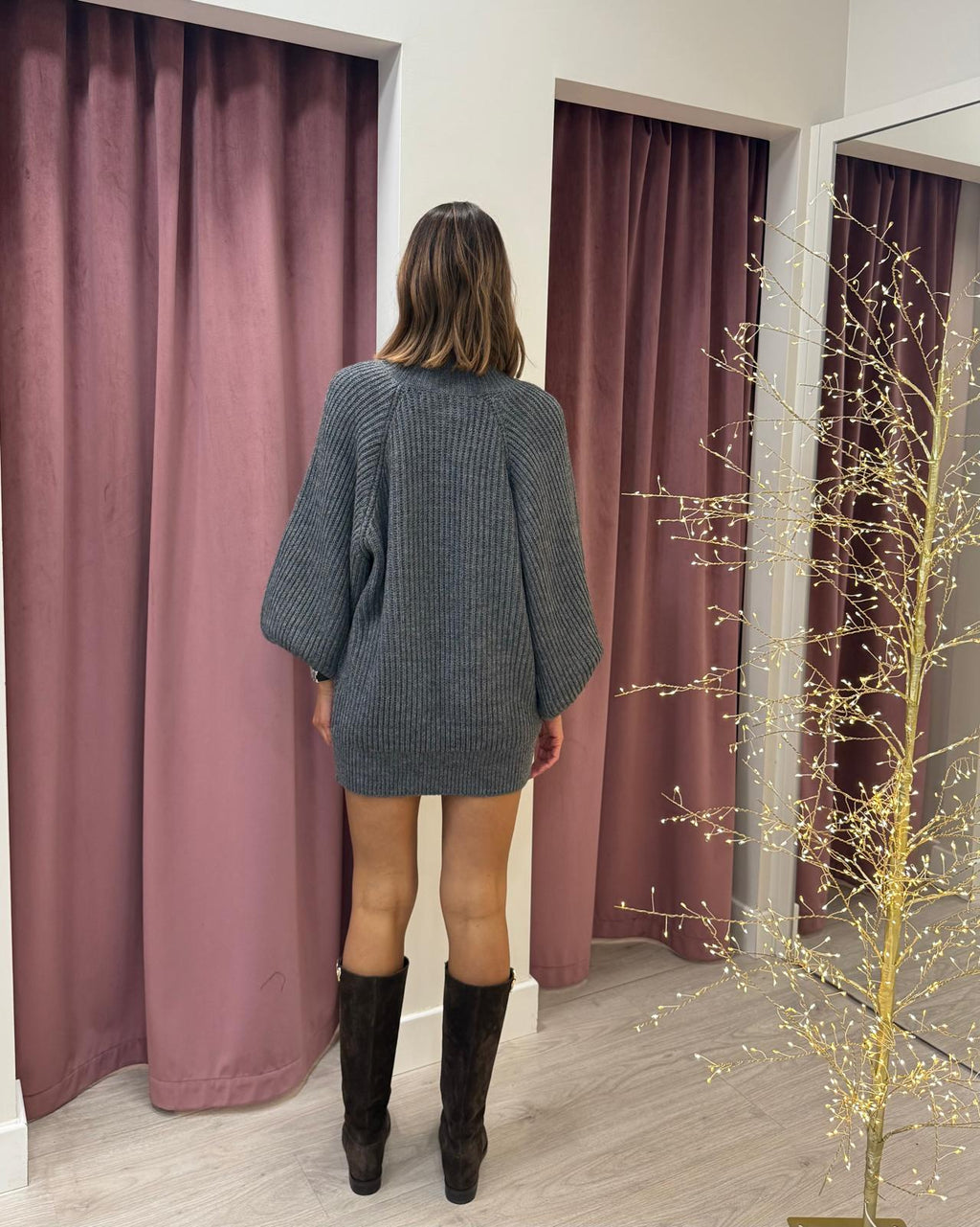 Abito dolcevita palloncino antracite AHO-P109