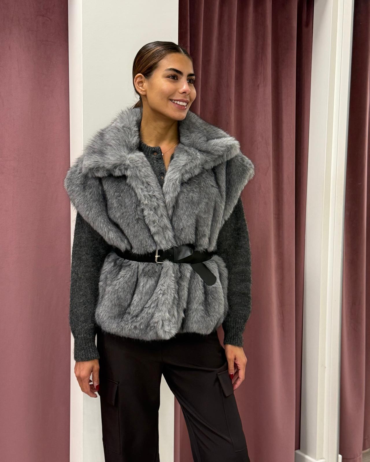 Ecopelliccia Smanicata con Cintura TF0711