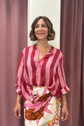 Have One - Camicia rigata collo coreano Art. CVS-Q398 ROSSO/FUCSIA