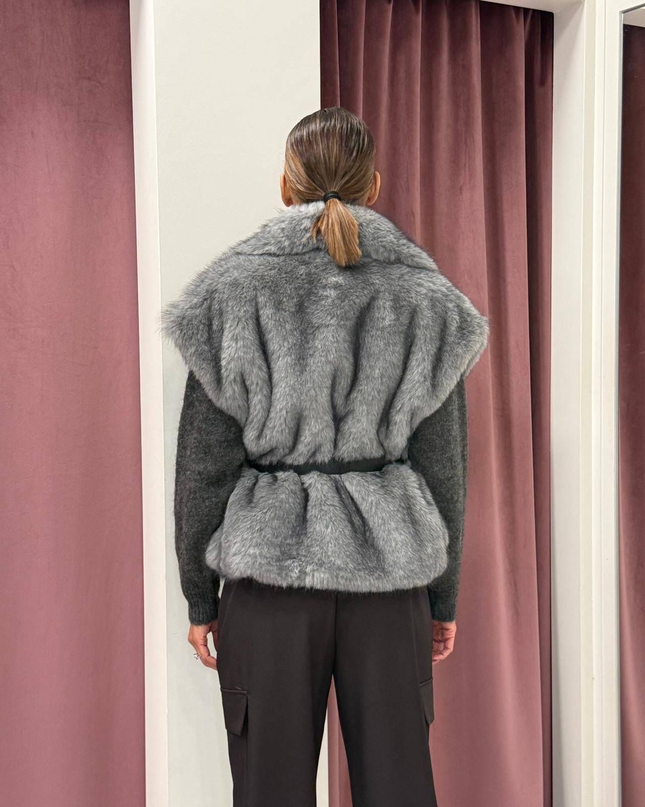 Ecopelliccia Smanicata con Cintura TF0711