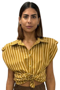Camicia corta rigata con spalline e colletto CVE-Q030