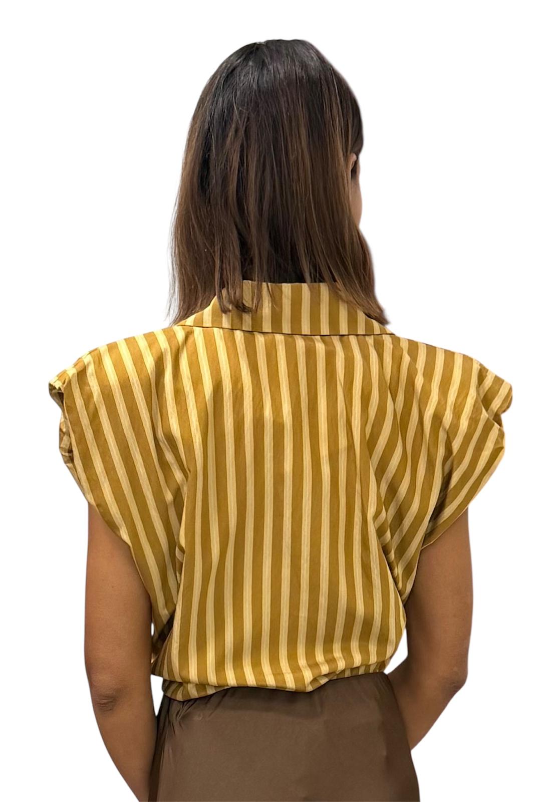 Camicia corta rigata con spalline e colletto CVE-Q030