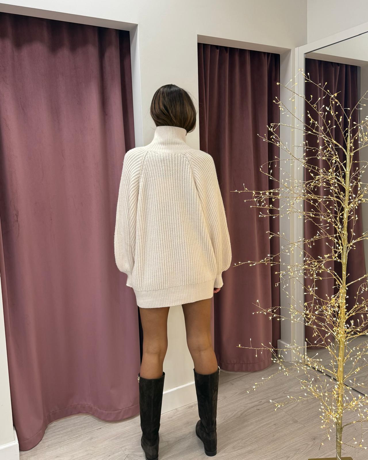 Abito dolcevita palloncino panna AHO-P109 BURRO