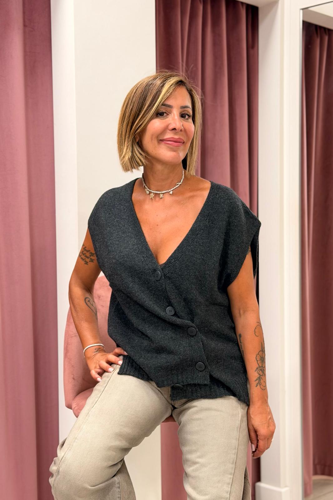 GILET TENSIONE IN TE/WF8668 GRIGIO SCURO