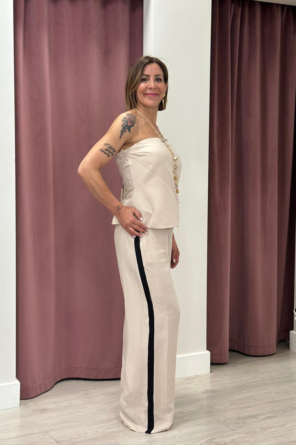Tensione In - Completo top e pantalone misto lino Art. 26C5372