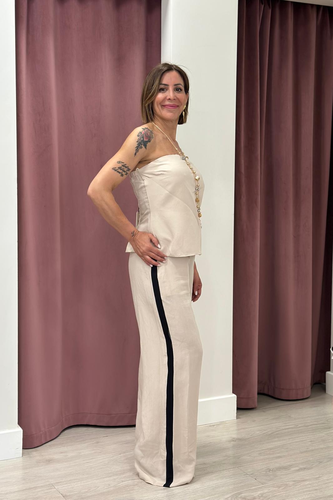 Tensione In - Completo top e pantalone misto lino Art. 26C5372