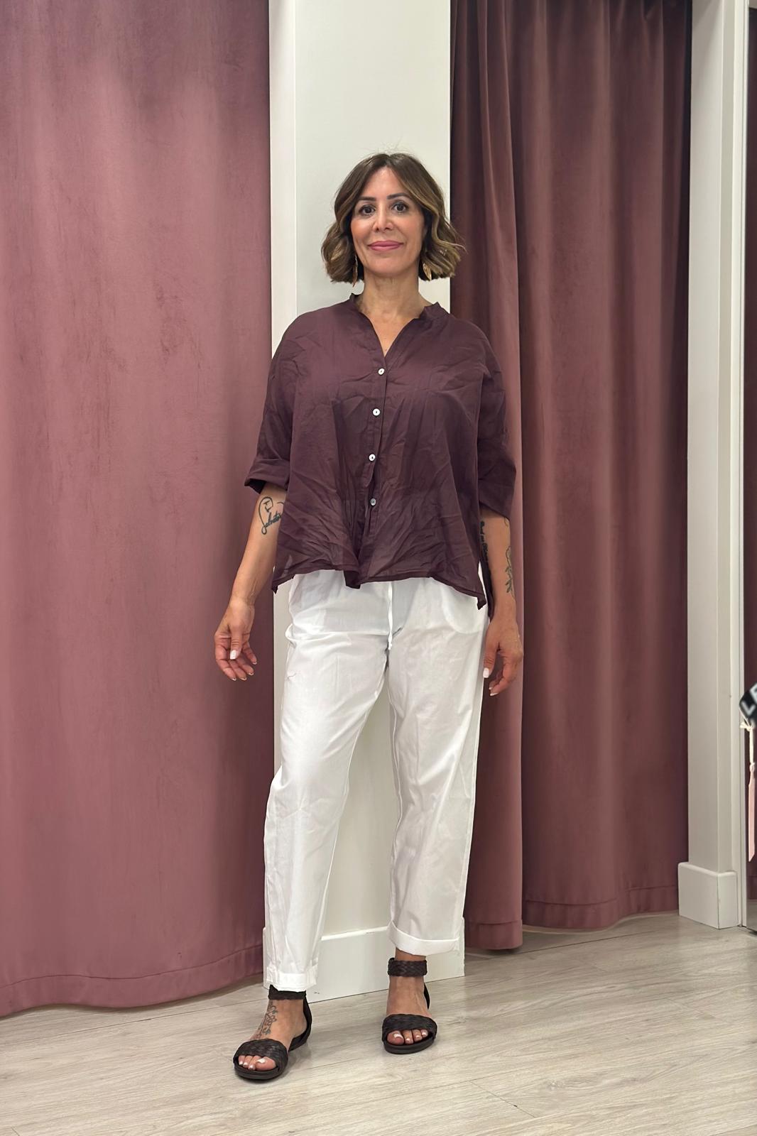 Haveone-Pantalone 100% cotone con coulisse - bianco PFL-Q565