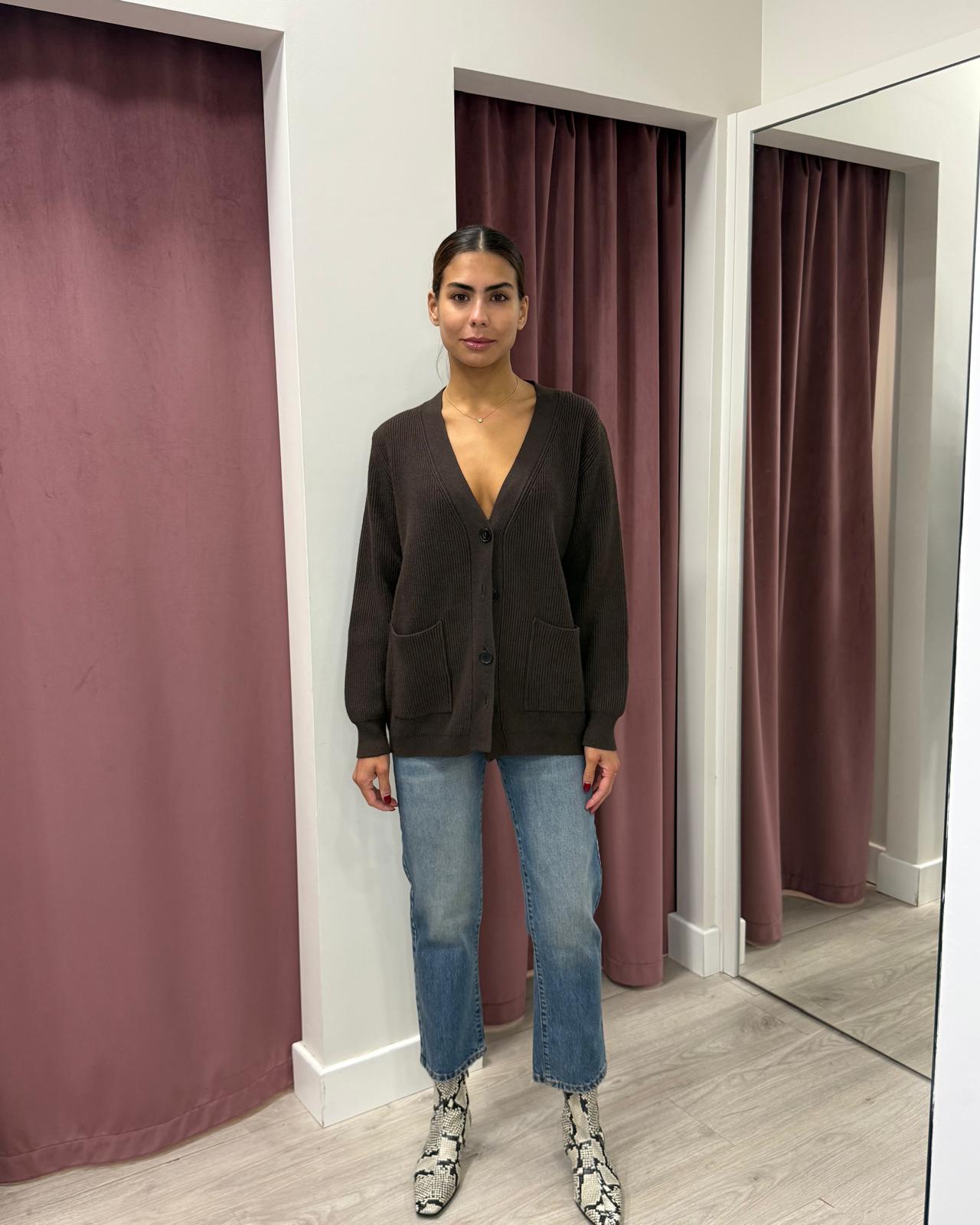 Cardigan scollo V 77278F MORO