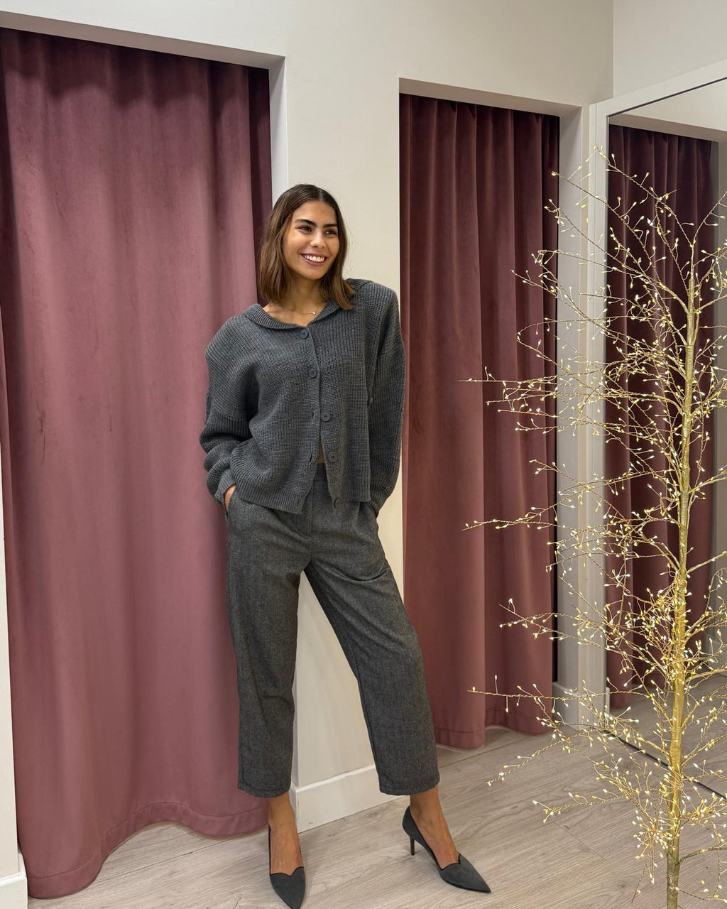 Haveone-Cardigan misto alpaca con cappuccio MFP-P077 GEIGIO