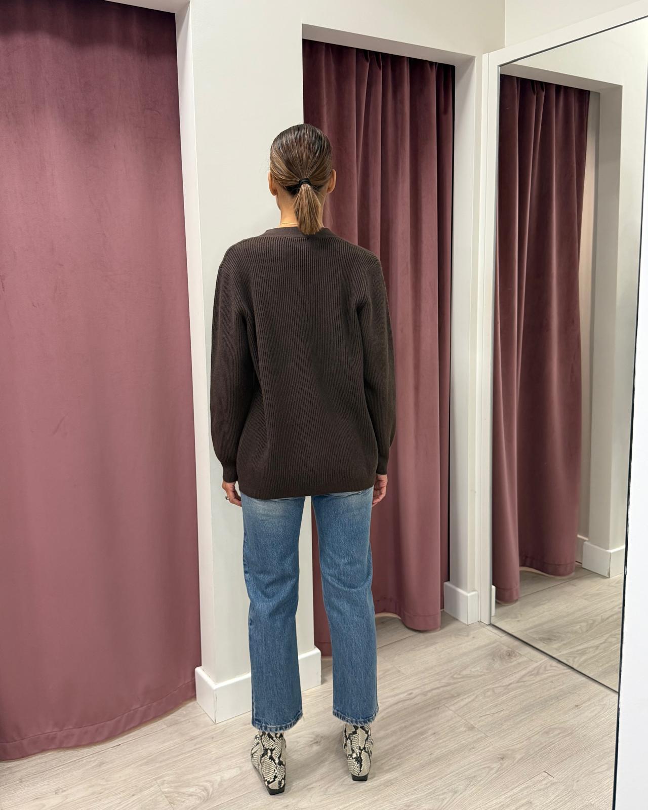 Cardigan scollo V 77278F MORO