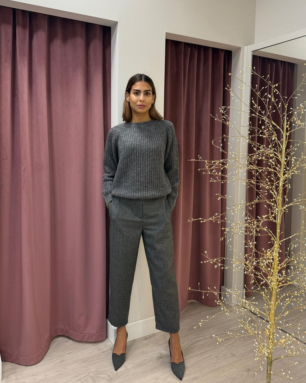 Vicolo-Maglia mohair coste inglesi - antracite