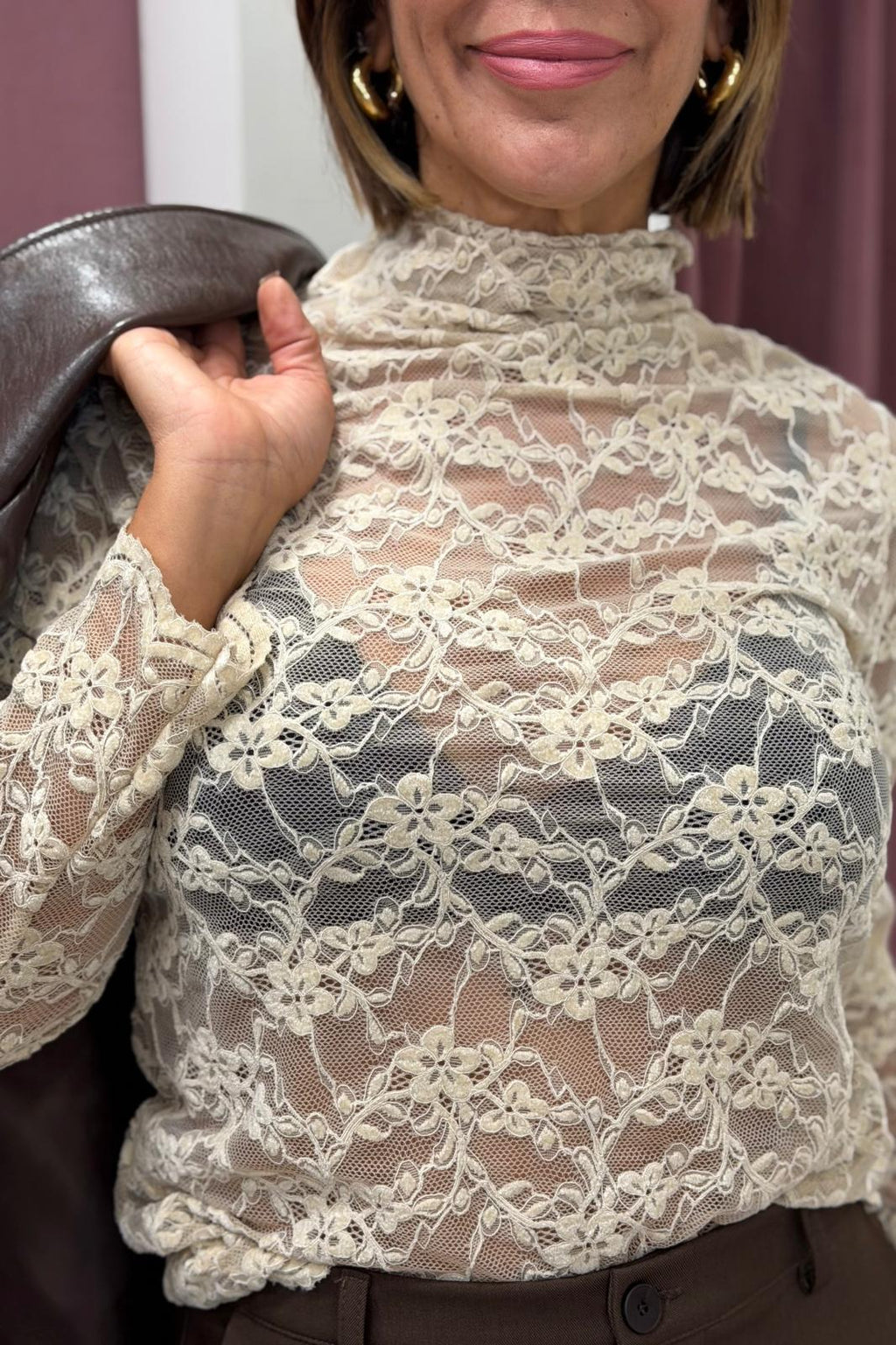 Dolcevita in Pizzo Elasticizzato burro