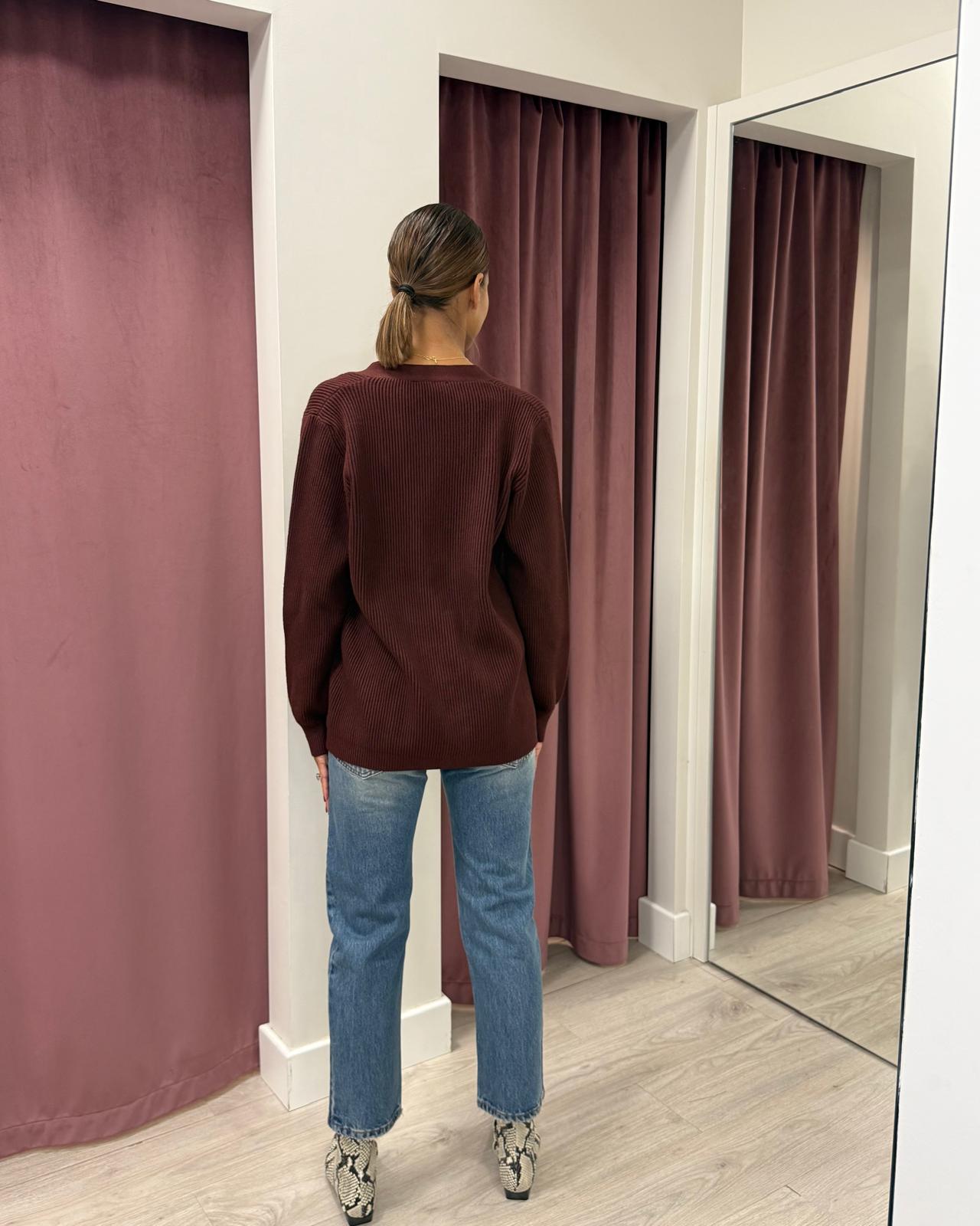 Cardigan scollo V 77278F BORDEAUX